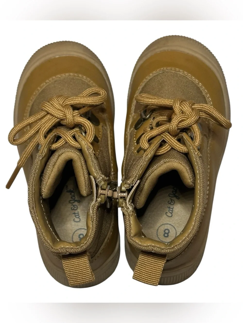 Cat&Jack Kids Tan Lace-Up Side-Zip fox Boots size 8.
